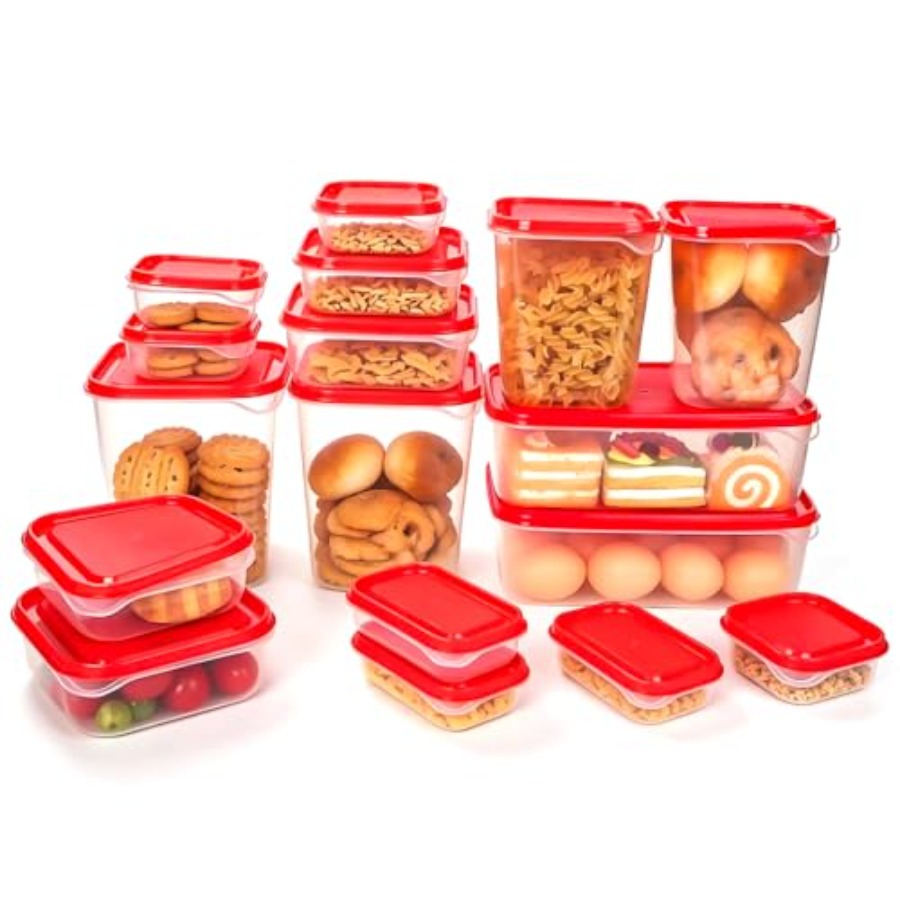 Food Storage Meals - 17Pcs Plastic Food Storage Set, Red