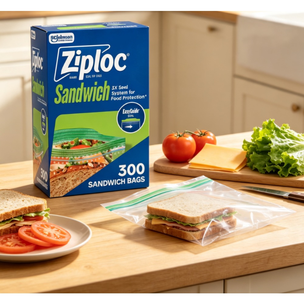 Food Storage Ziploc - Ziploc® Brand Sandwich Bags with EasyGuide™