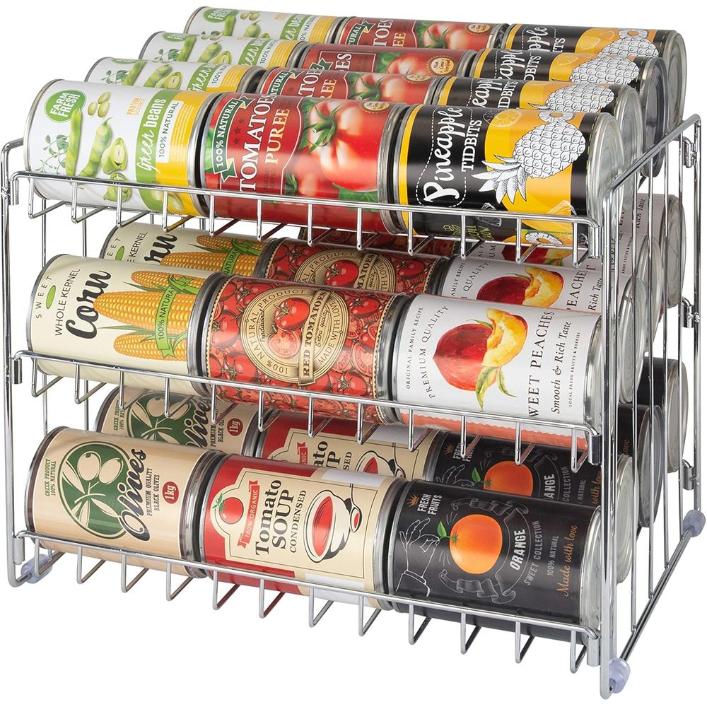 Food Storage In Pantry - 3 Tier Can Organizer | Chrome