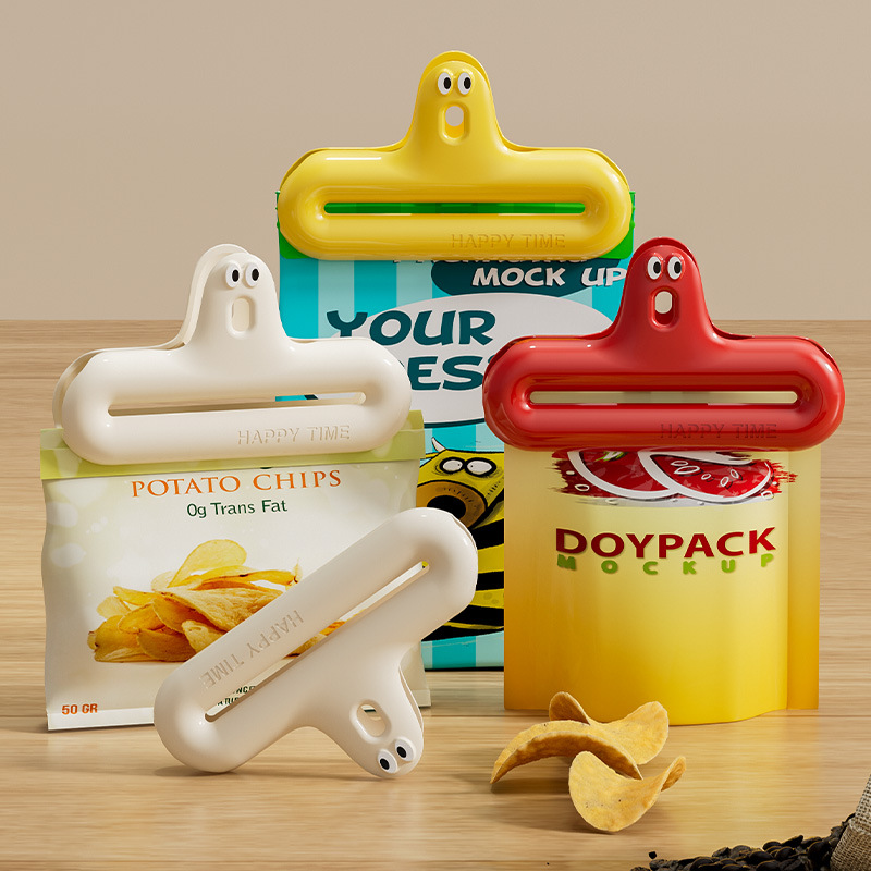 Food Storage Bag Organizer - 1/4 cartoon sealing clip moisture-proof snack