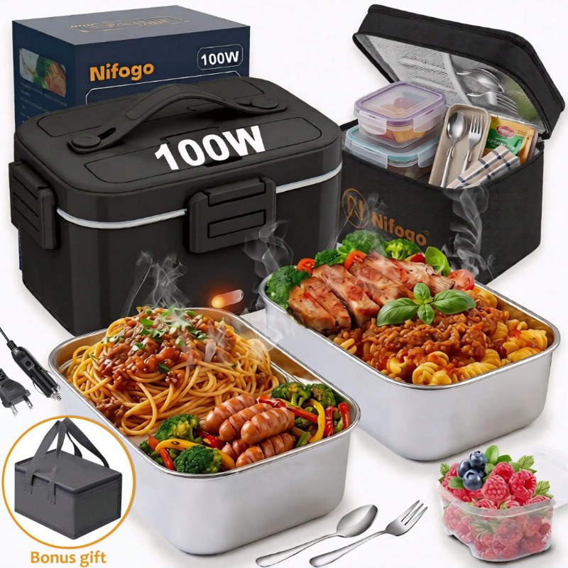 Food Storage Bag Organizer - 100W Electric Heated Lunch Box, 1.8L