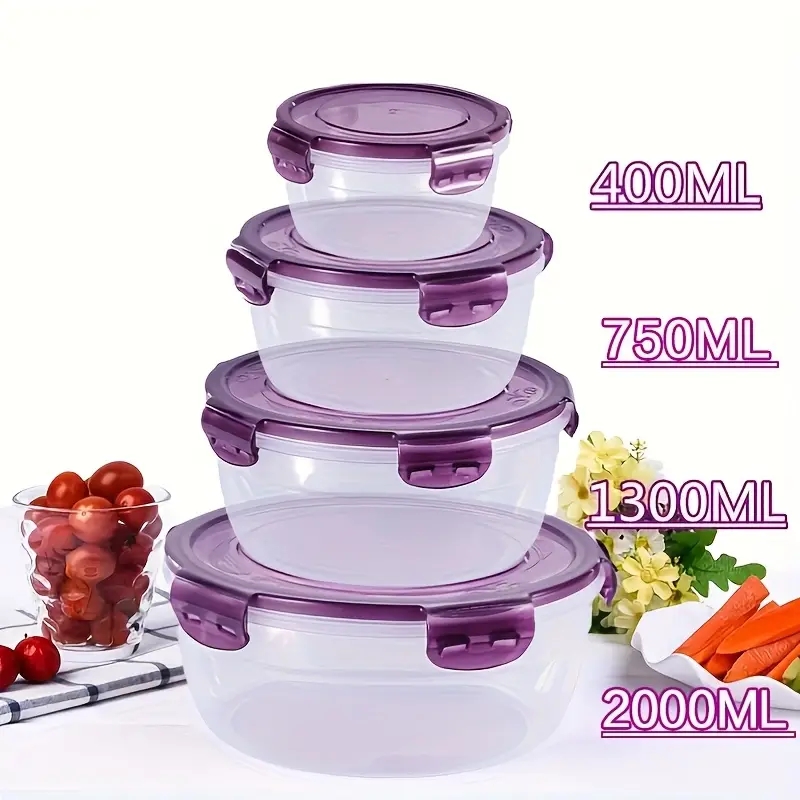Food Storage Meals - 4 Plastic Food Storage Containers, Lunch