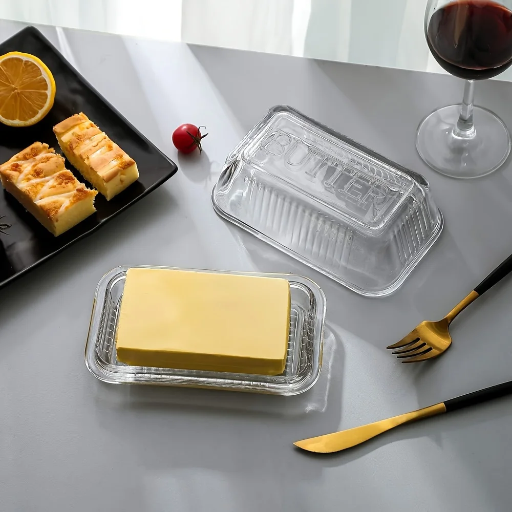 Food Storage Glass Box - Creative Clear Butter Dish With Lid