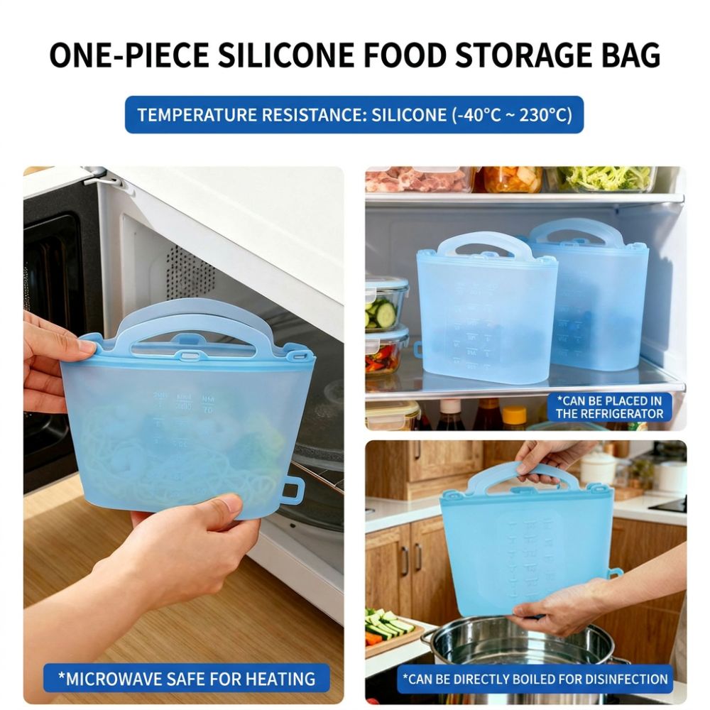 Food Storage Ziploc - 1500ml Food Storage Bags Leak-Proof Reusable