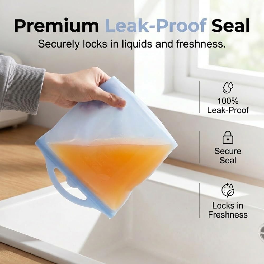 Food Storage Ziploc - 1500ml Food Storage Bags Reusable Leak-Proof