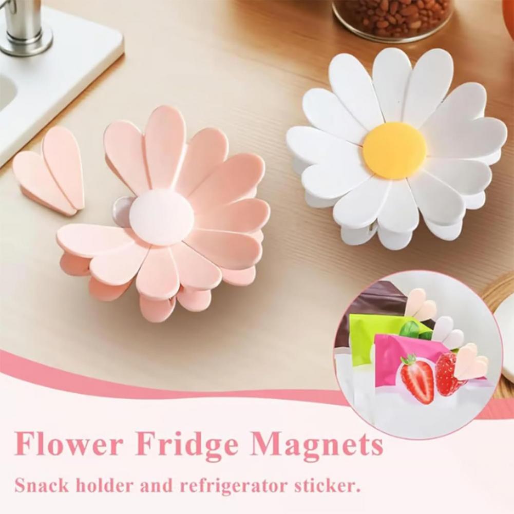 Food Storage Bag Organizer - 2-in-1 Magnetic Fridge Magnets Flower Type