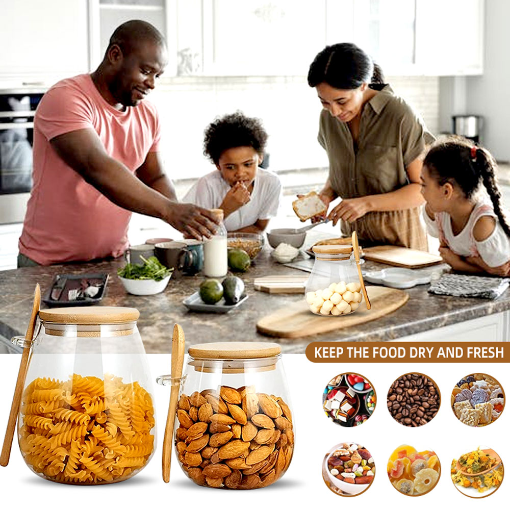 34oz sealed glass jar with spo - огляд і ціна Food Storage Set Glass