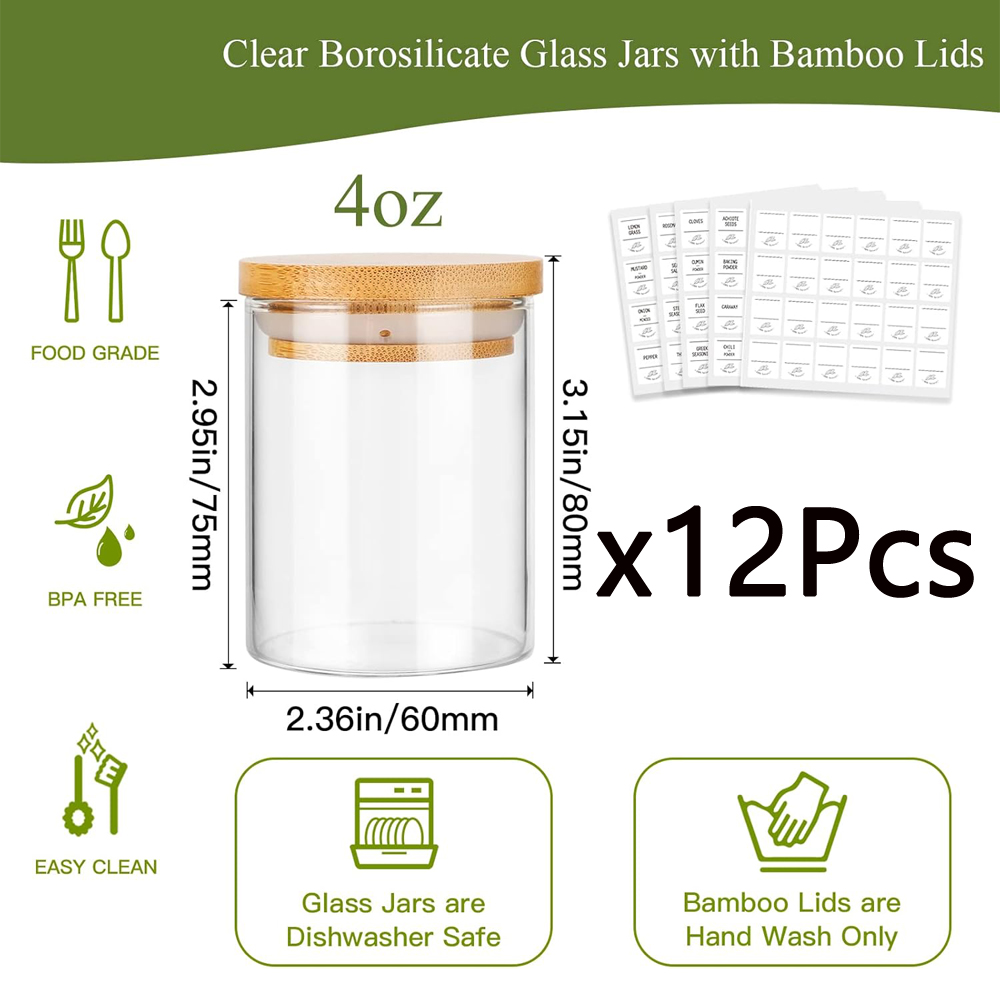 4oz Glass Spice Jars with Bamb - огляд і ціна Food Storage Glass Box