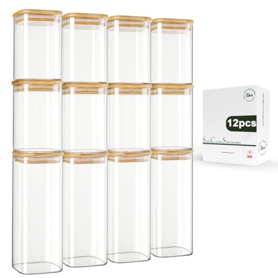 12-Pack Square Glass Storage J - огляд і ціна Food Storage In Pantry