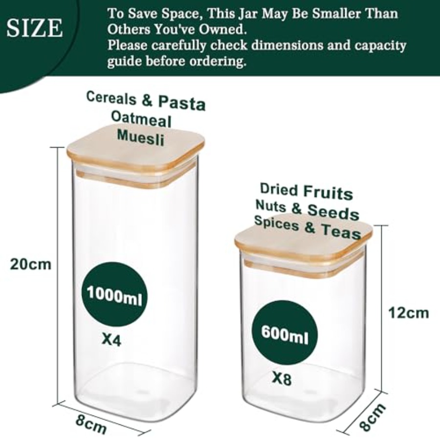 12-Pack Square Glass Storage J - огляд і ціна Food Storage In Pantry