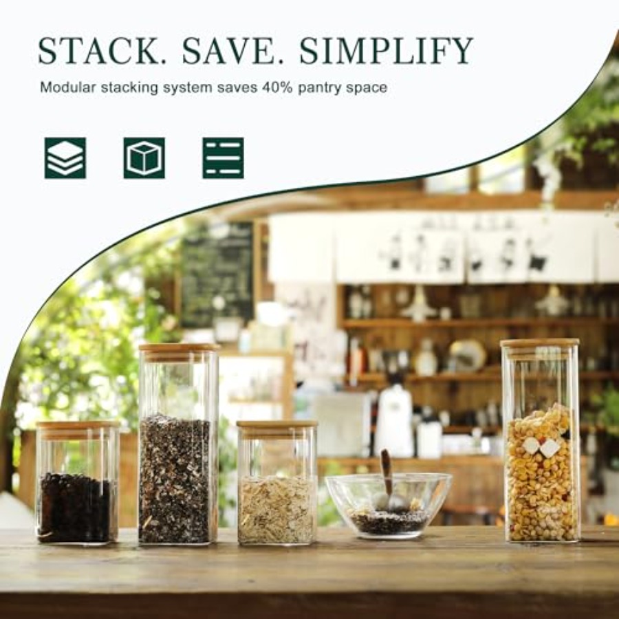 12-Pack Square Glass Storage J - огляд і ціна Food Storage In Pantry