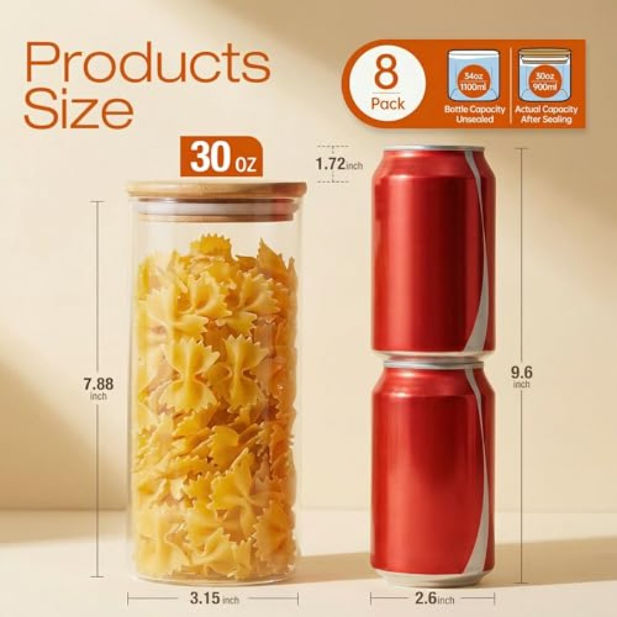 Glass Jars with Bamboo Lids 28 - огляд і ціна Food Storage Set Glass