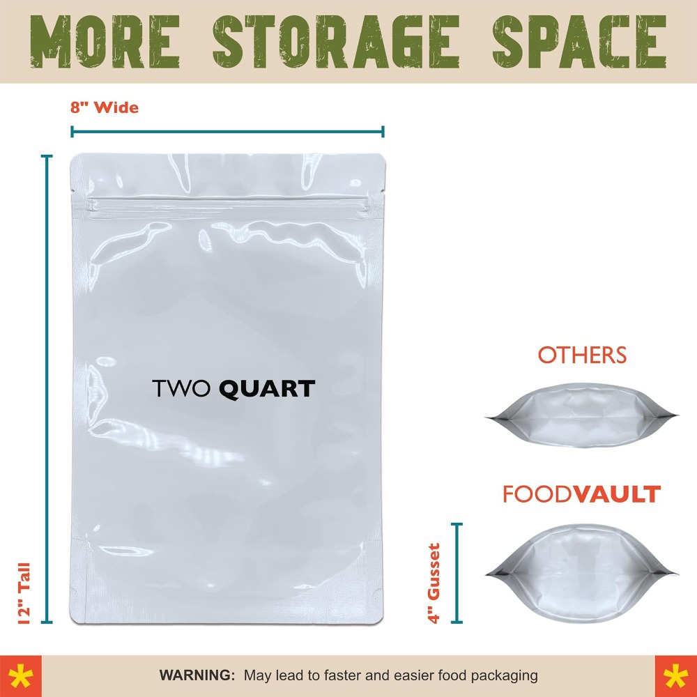2 Quart Mylar Bags, 16 Mil Tot - огляд і ціна Food Storage 4 Quart