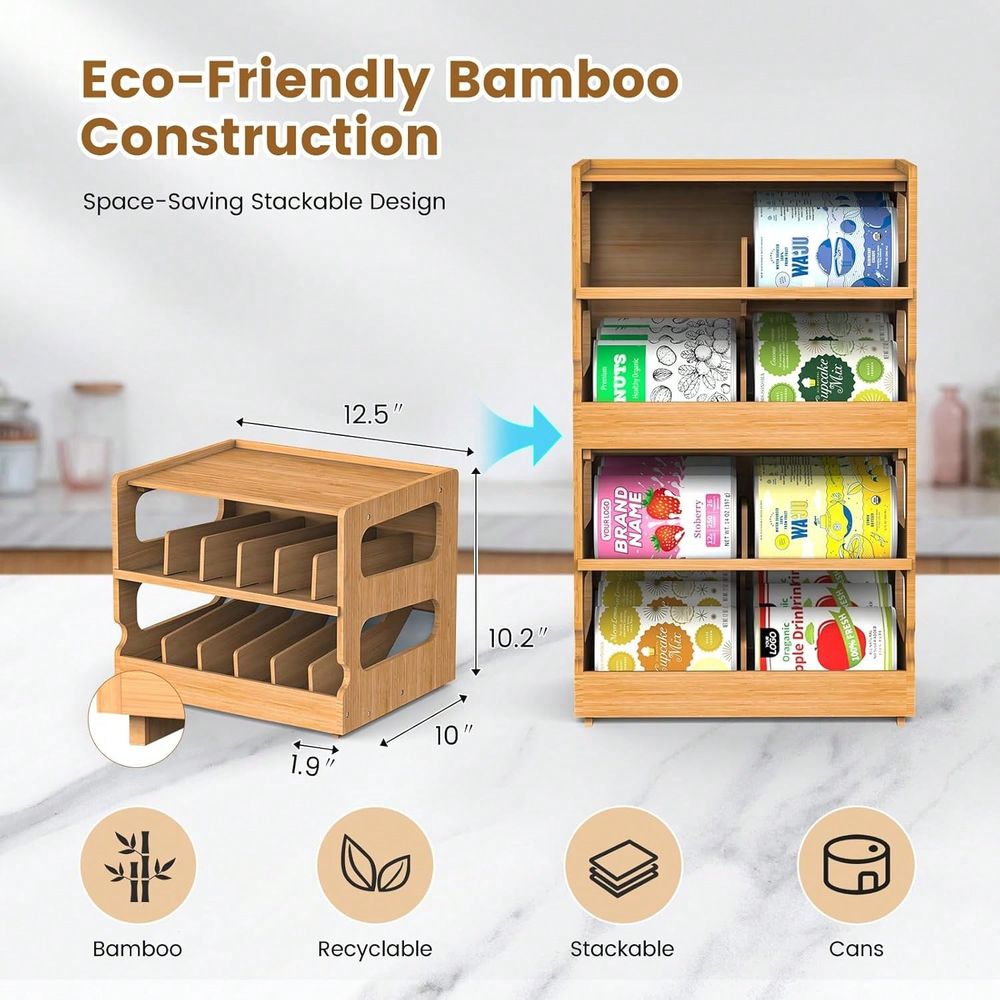Stackable Bamboo Cat Food Orga - огляд і ціна Food Storage Dispenser