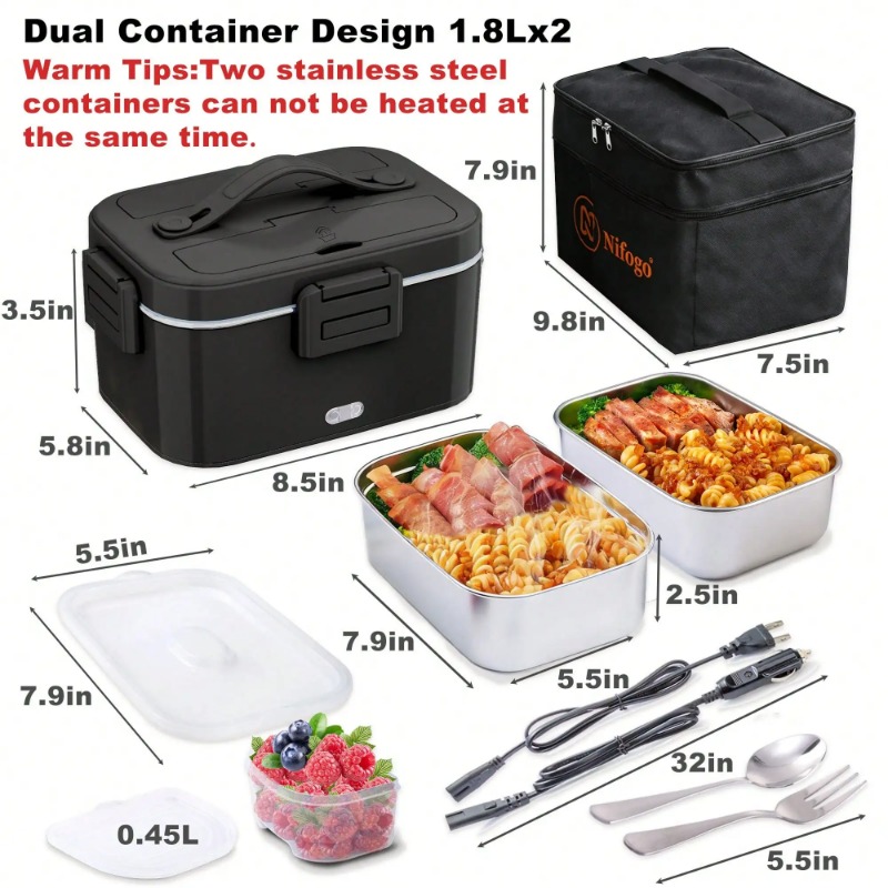 100W Electric Heated Lunch Box - огляд і ціна Food Storage Bag Organizer