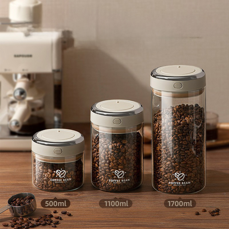 500/1100/1700ml Coffee Beans V - огляд і ціна Food Storage Jars Airtight