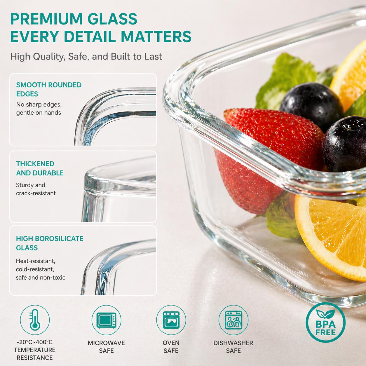 16pcs Sealed Glass Food Storag - огляд і ціна Food Storage Glass Box