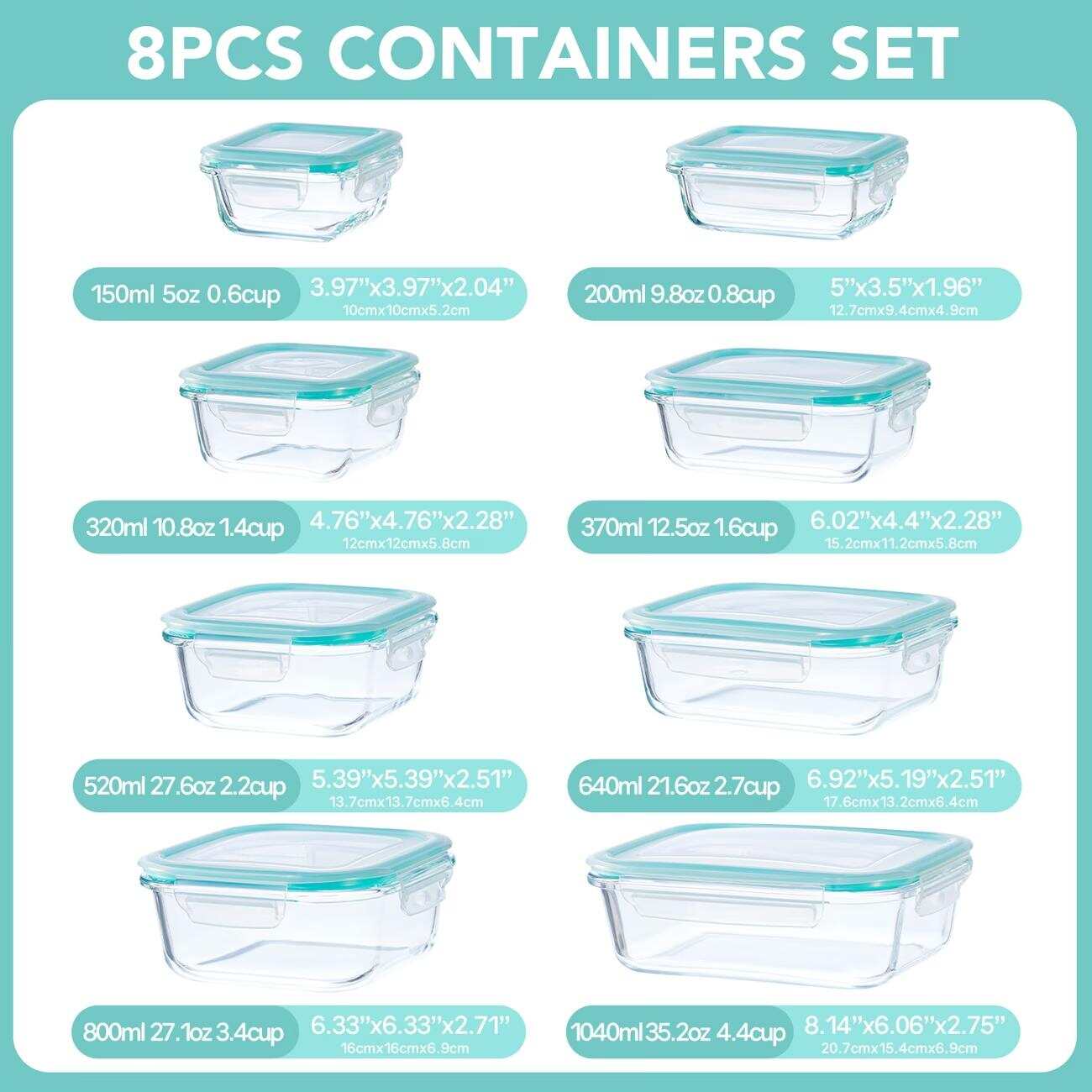 16pcs Sealed Glass Food Storag - огляд і ціна Food Storage Glass Box