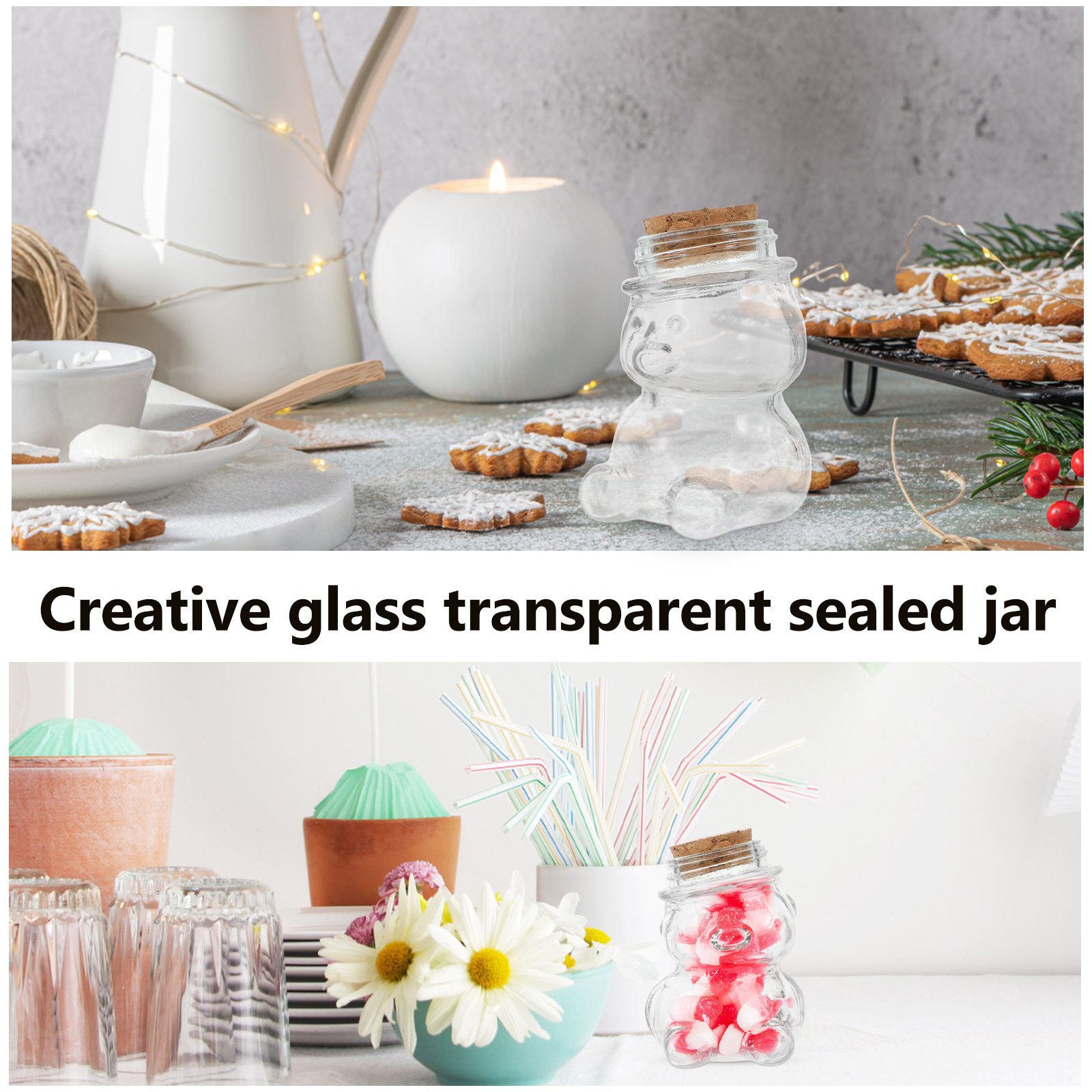 4Pcs Glass Candy Jar Set Trans - огляд і ціна Food Storage Jars Airtight