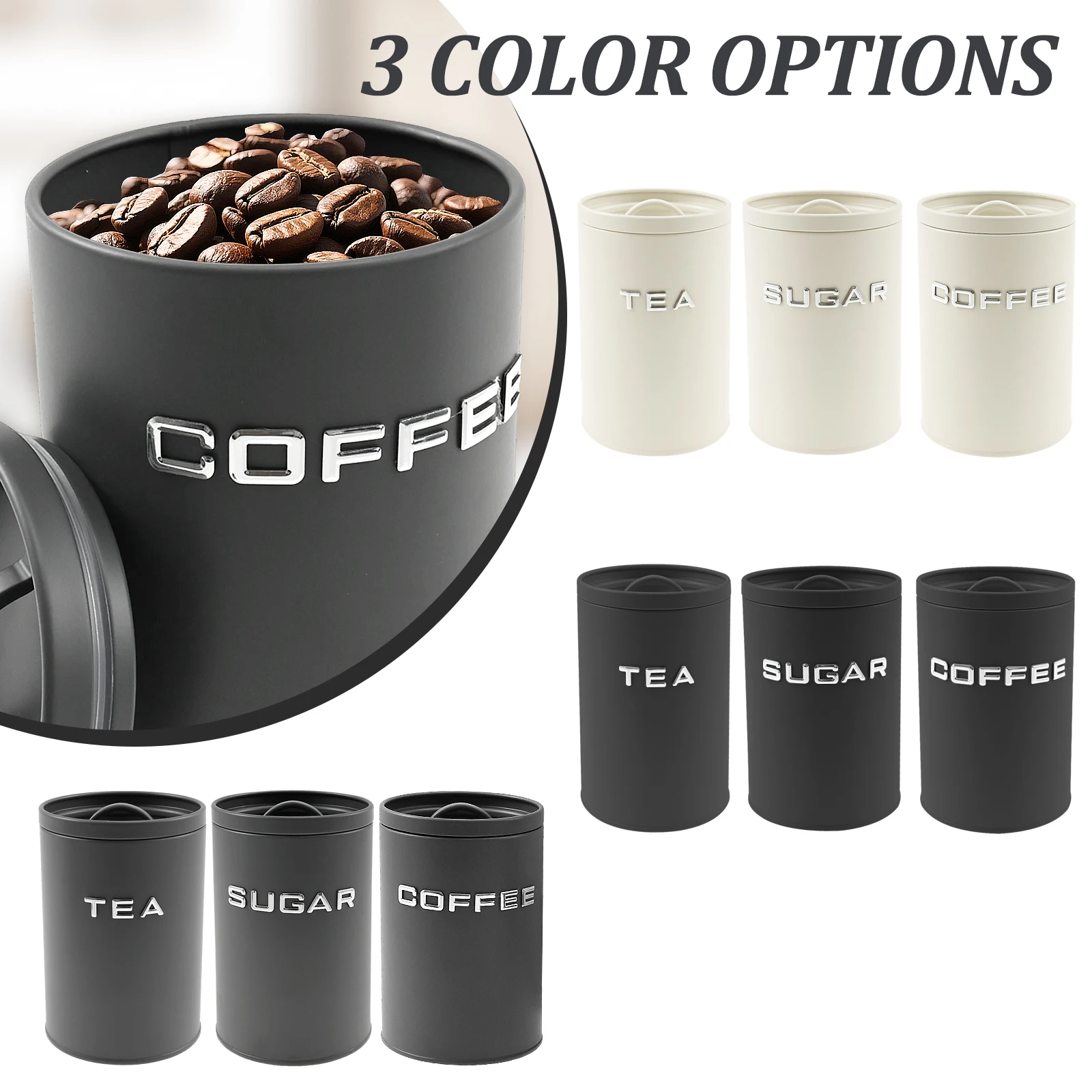 3 Pcs Tea Coffee Sugar Caniste - огляд і ціна Food Storage Jars With Lids