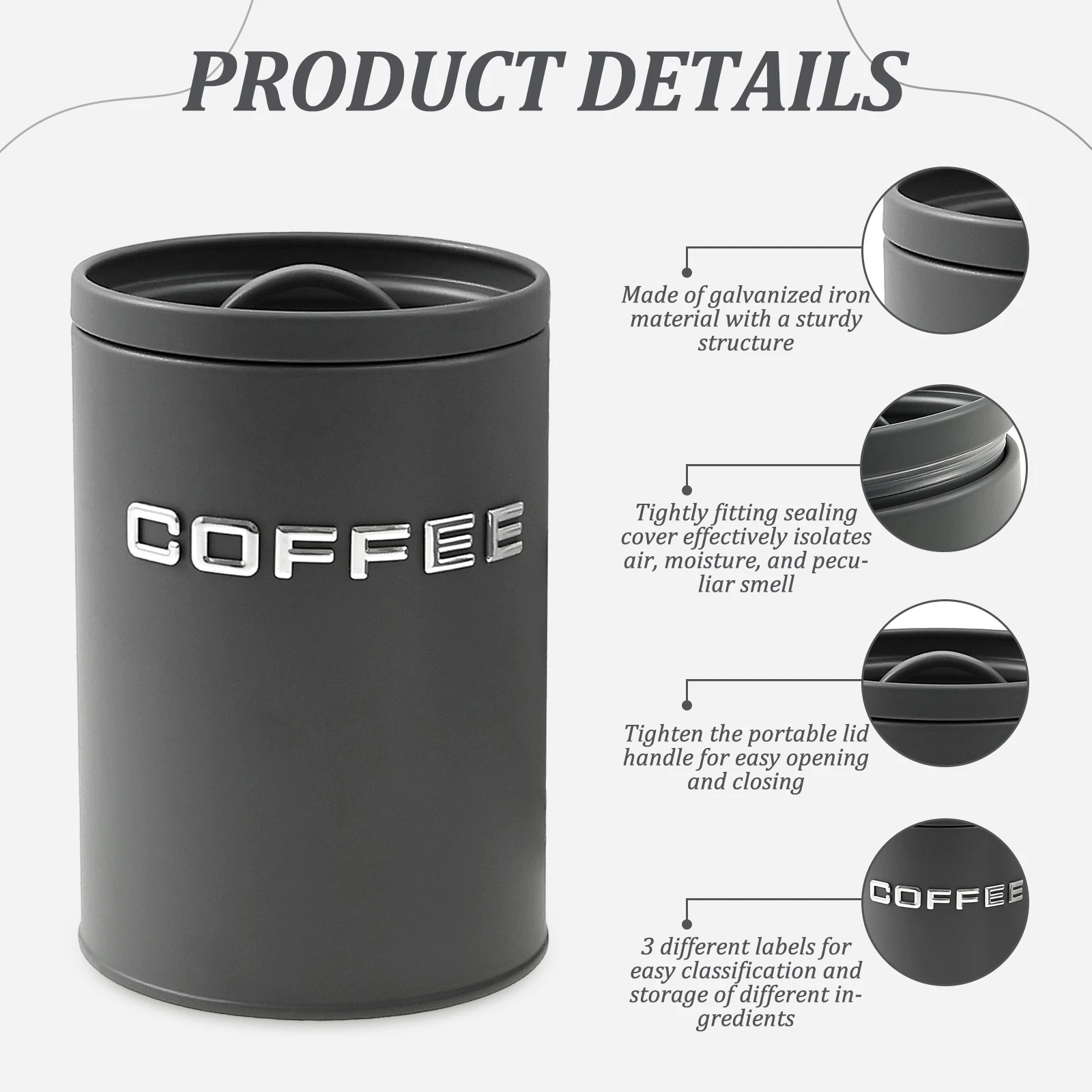 3 Pcs Tea Coffee Sugar Caniste - огляд і ціна Food Storage Jars With Lids